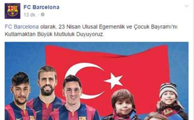 Barcelona'dan sosyal medyayı sallayan 23 Nisan paylaşımı