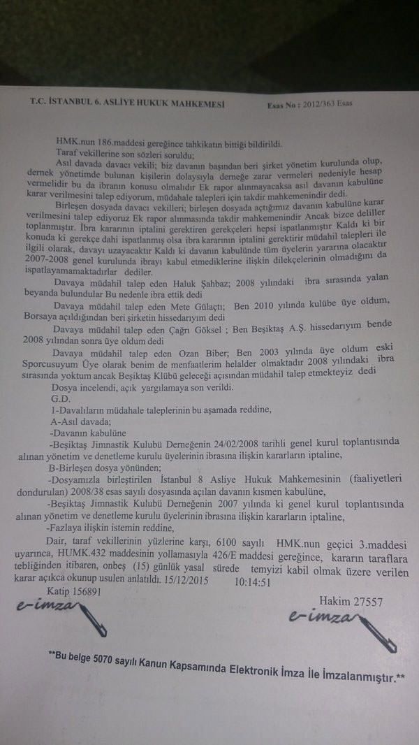 Beşiktaş'ın 'Demirören' ibrası iptal edildi - 3