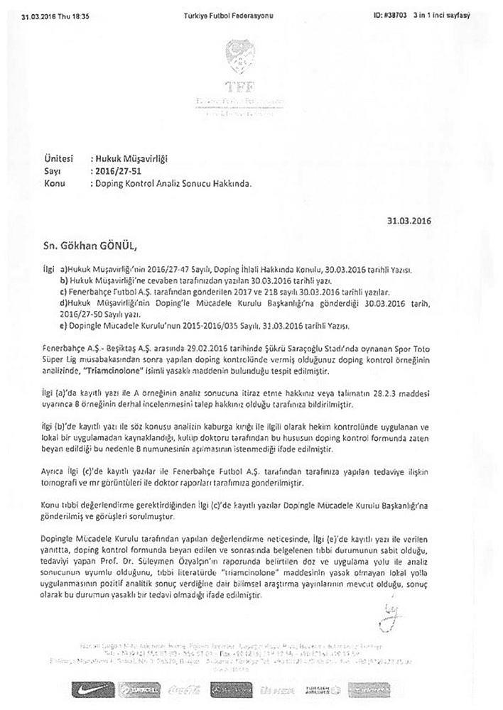 "Gökhan Gönül'de doping yok" - 1