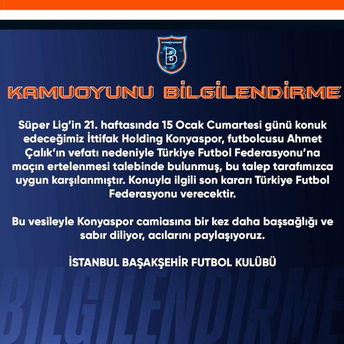 Başakşehir'den Konyaspor açıklaması! Erteleme kararı... - 1