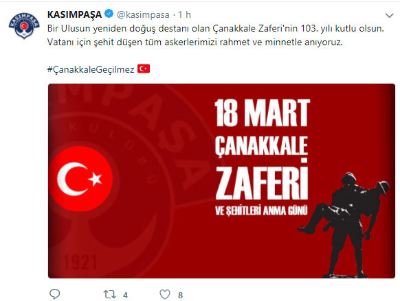Futbol dünyasından 18 Mart paylaşımları