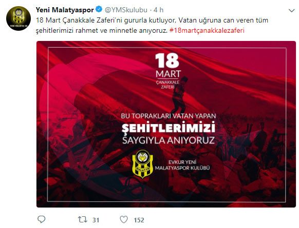 Futbol dünyasından 18 Mart paylaşımları