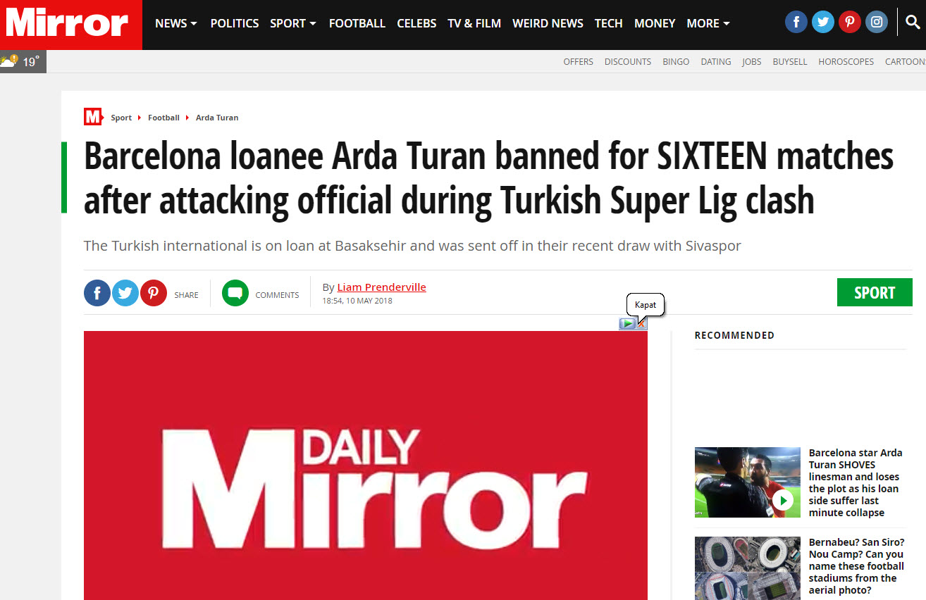 Arda Turan’ın 16 maçlık men cezası dünyada yankı uyandırdı!