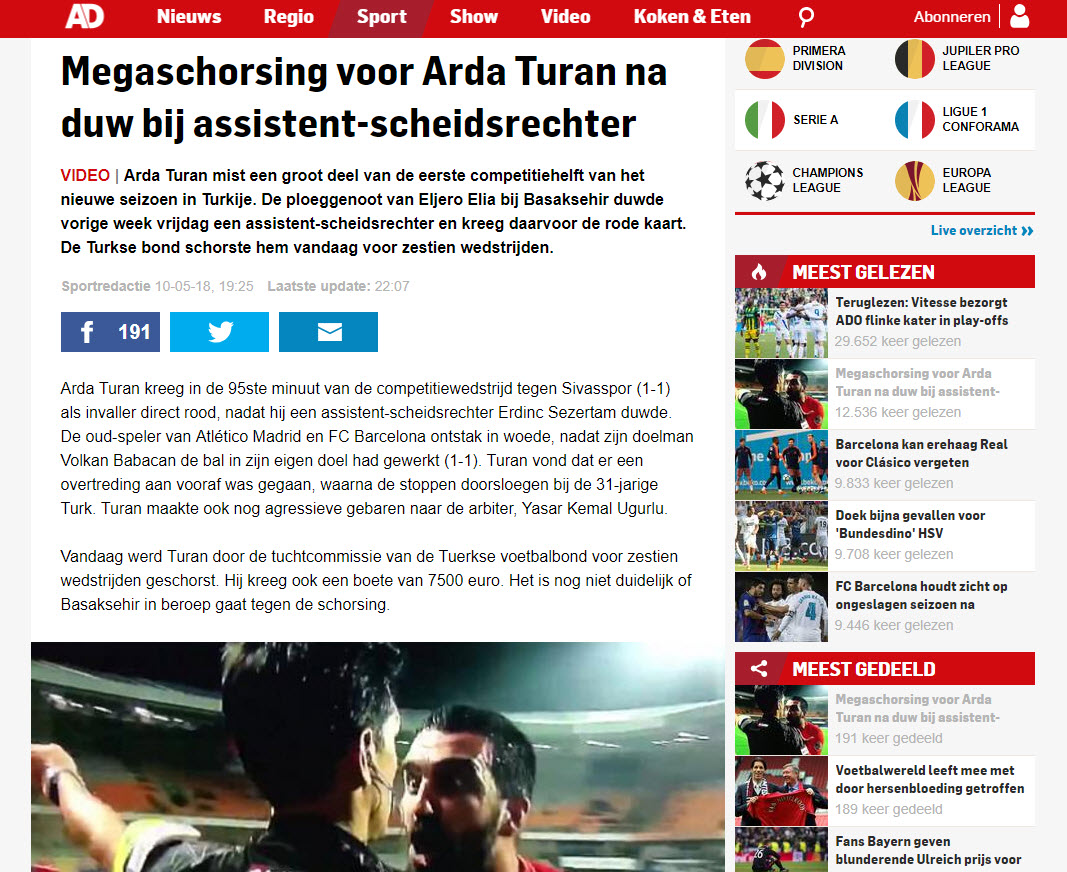 Arda Turan’ın 16 maçlık men cezası dünyada yankı uyandırdı!