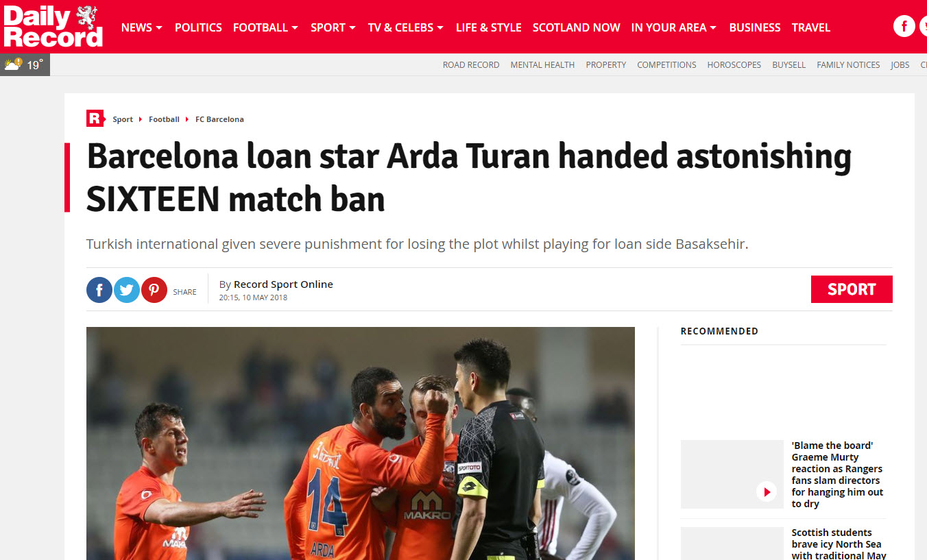 Arda Turan’ın 16 maçlık men cezası dünyada yankı uyandırdı!