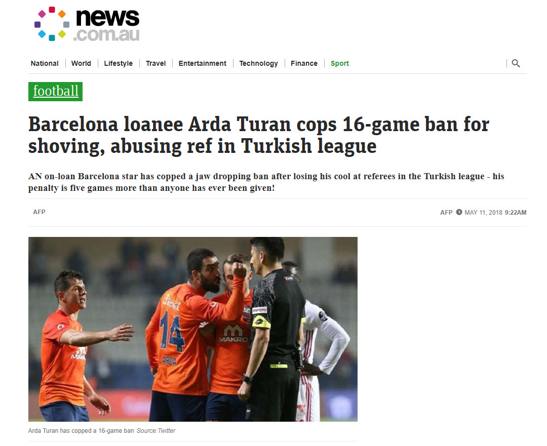 Arda Turan’ın 16 maçlık men cezası dünyada yankı uyandırdı!