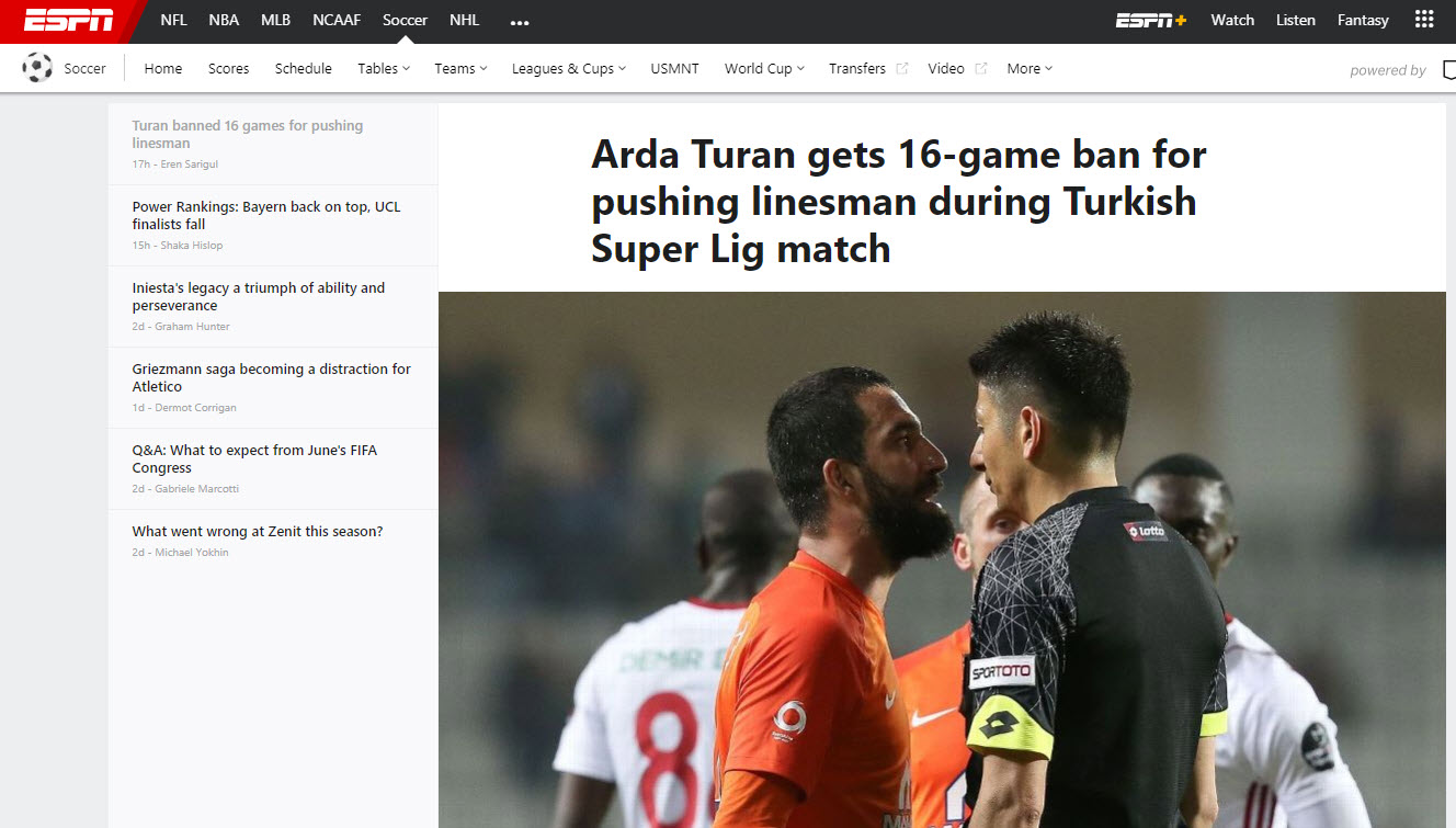Arda Turan’ın 16 maçlık men cezası dünyada yankı uyandırdı!