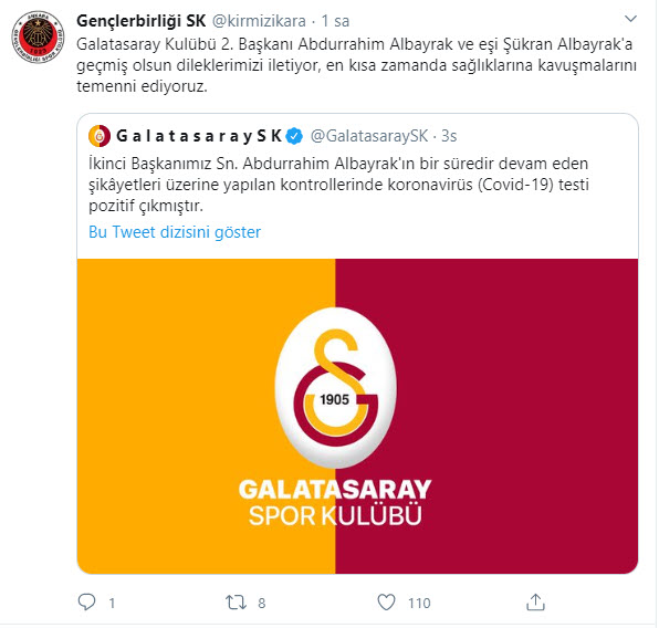 Süper Lig ekiplerinden Galatasaray’a geçmiş olsun mesajı