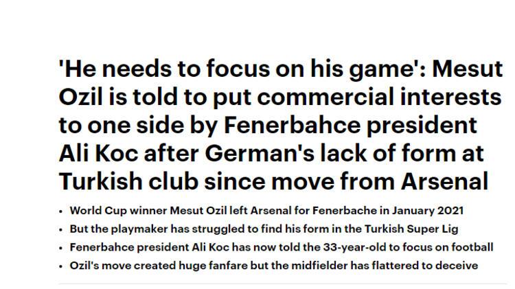 FENERBAHÇE HABERLERİ - Ali Koç’un Mesut Özil sözleri Avrupa’da gündem oldu! İşte atılan manşetler