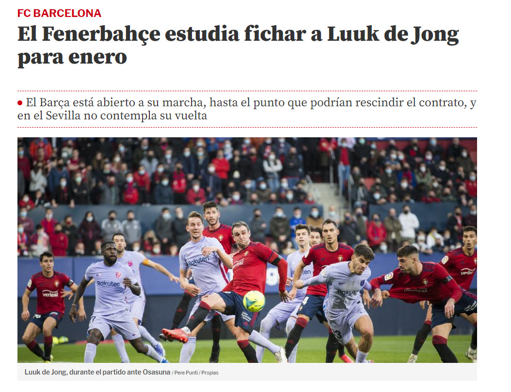 FENERBAHÇE TRANSFER HABERLERİ - İşte Fenerbahçe’nin ocak ayı bombası: Luuk de Jong