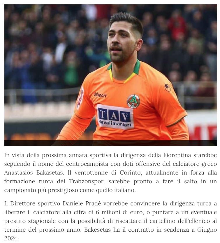 TRABZONSPOR TRANSFER HABERLERİ | Serie A ekibi Anastasios Bakasetas için devrede!