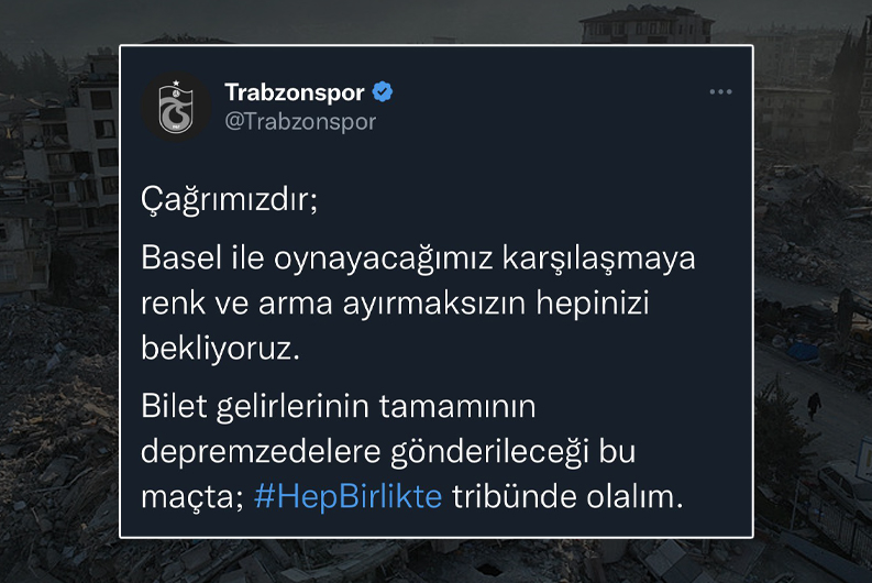 Futbol camiasından Trabzonspor’un çağrısına destek!