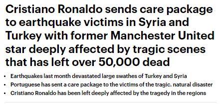 Cristiano Ronaldo Türkiye’deki deprem felaketine sessiz kalmadı! İşte yaptığı yardım