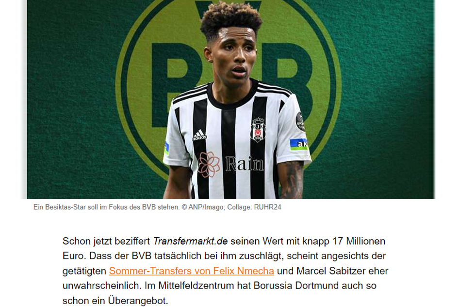 Alman devi Beşiktaş’ın yıldızına gözünü dikti! Gözlemciler canlı izledi