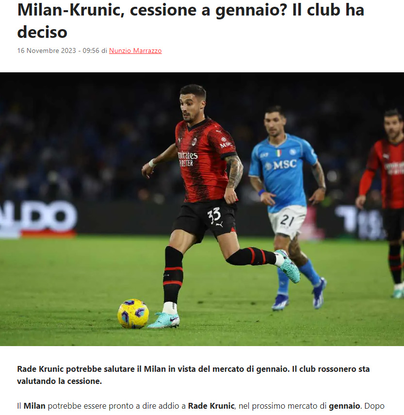 Milan’dan Rade Krunic kararı! Fenerbahçe ve transfer...