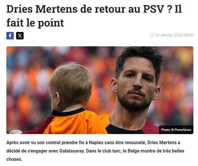 GALATASARAY HABERLERİ: Dries Mertens kendisi açıkladı! Transfer olacak mı?