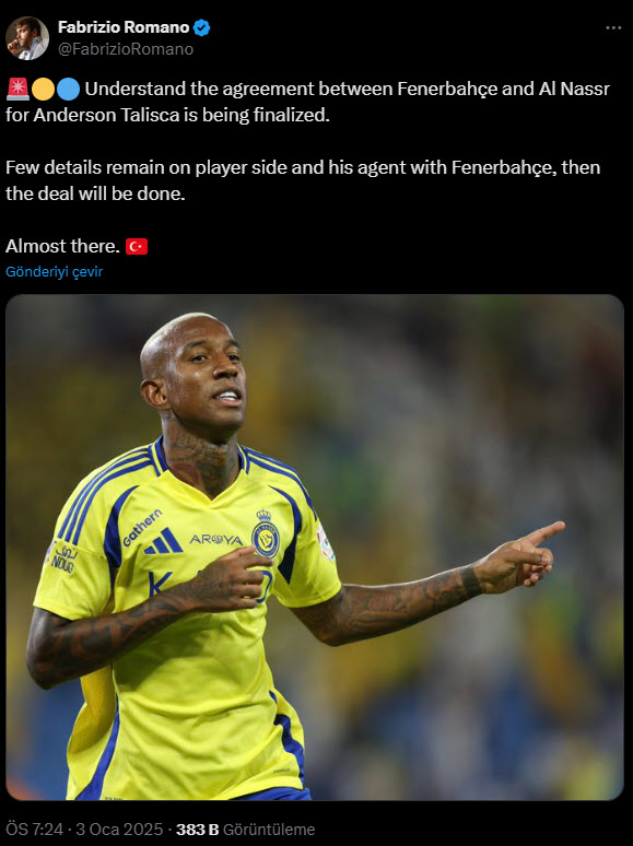 FENERBAHÇE HABERİ - Anderson Talisca’da işlem tamam! Ünlü gazeteci transferi duyurdu