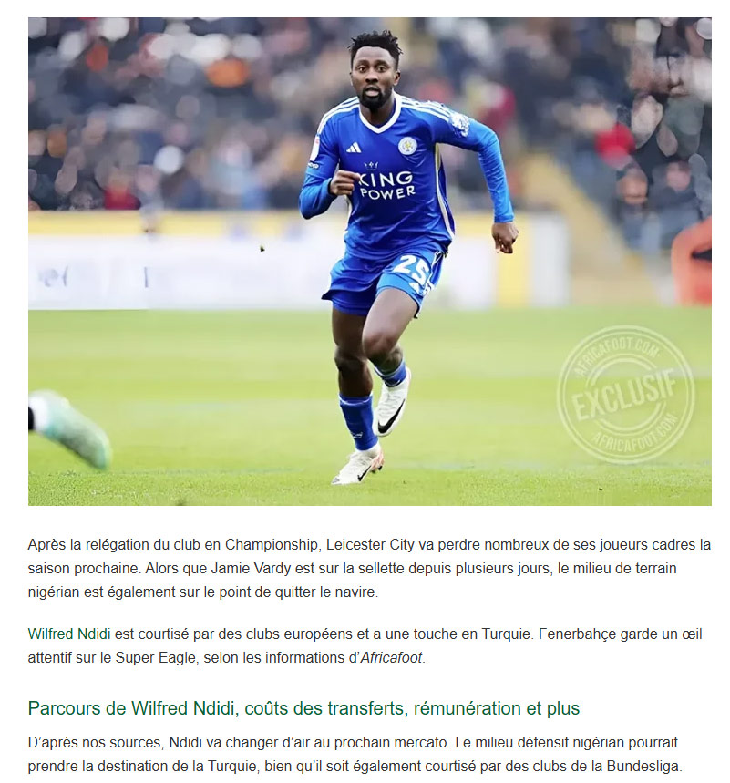 Fenerbahçe’den Wilfred Ndidi bombası! Jose Mourinho’dan transfere onay çıktı!