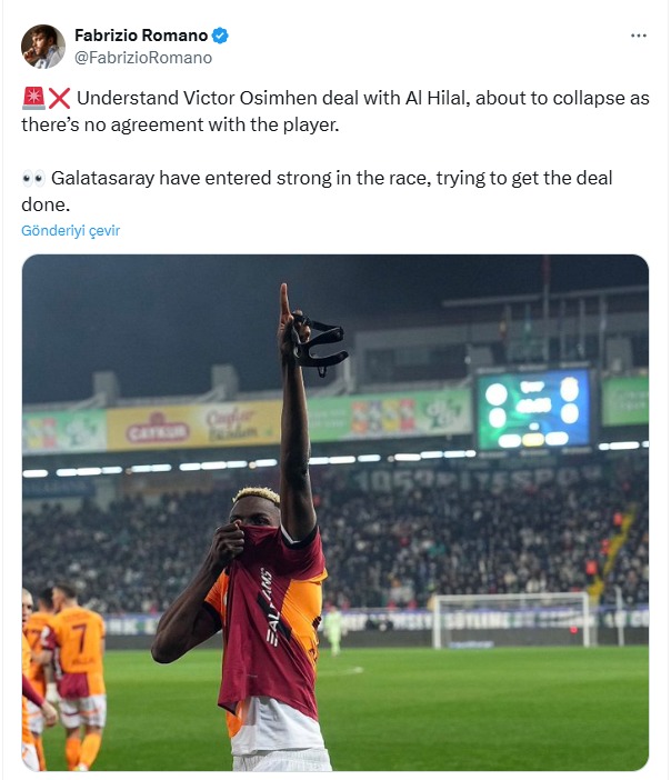 GALATASARAY TRANSFER HABERİ - Al Hilal Osimhen ile anlaşma sağlayamadı