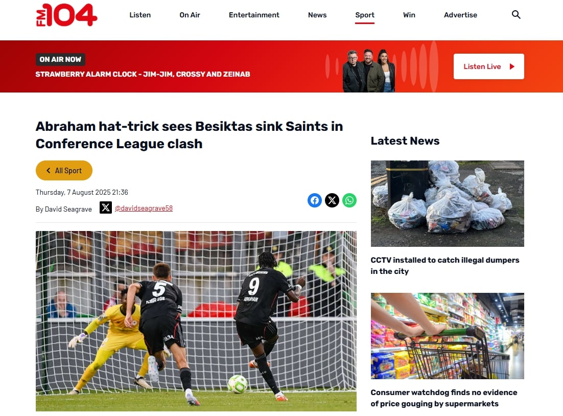 İrlanda basını: Beşiktaş, Abraham ile domine etti!