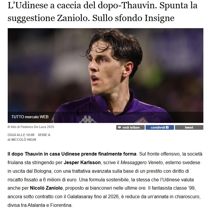 Nicolo Zaniolo’ya İtalyan kancası!
