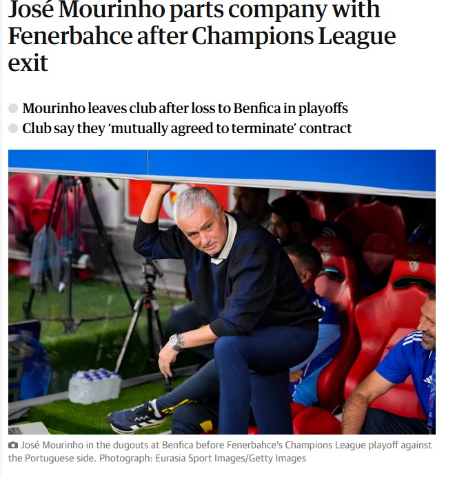 FENERBAHÇE HABERİ: Mourinho Dünya’da gündem oldu!