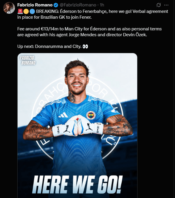 TRANSFER HABERİ - Fenerbahçe Ederson’u bitiriyor! Tüm şartlar tamam