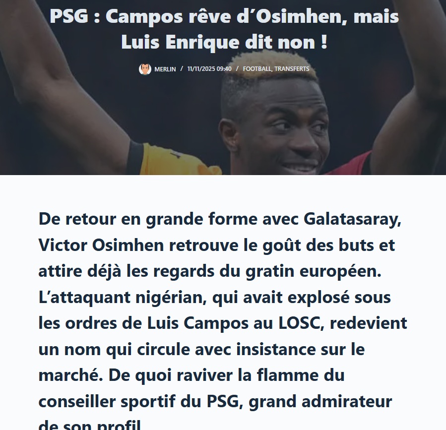 Campos Osimhen’i istiyor Enrique ’hayır’ diyor!