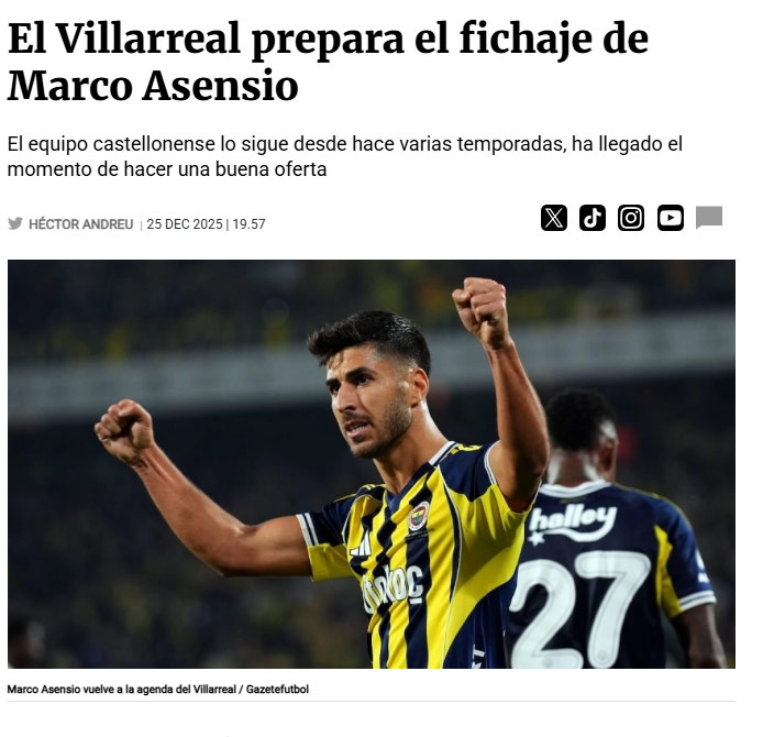 Fenerbahçe’yi kızdıracak transfer iddiası! Asensio...