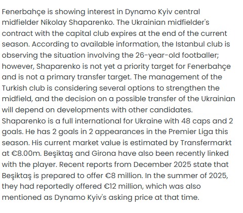 Fenerbahçe aradığı orta sahayı Ukrayna’da buldu!