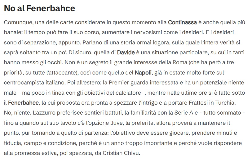 Frattesi, Fenerbahçe’ye transferi hakkında kararını verdi!