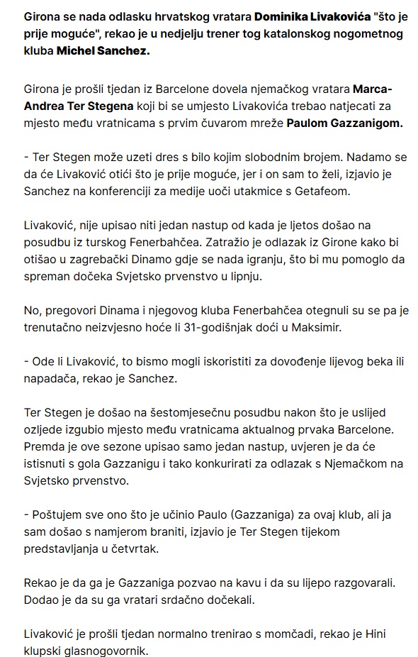 Girona teknik direktöründen Livakovic hakkında flaş sözler!