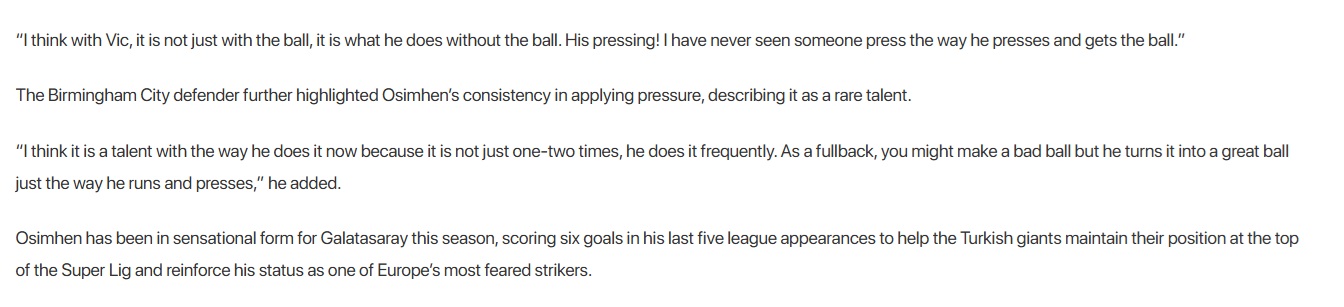 F.Bahçe’nin eski yıldızından Osimhen için flaş sözler: Haaland’dan daha iyi!