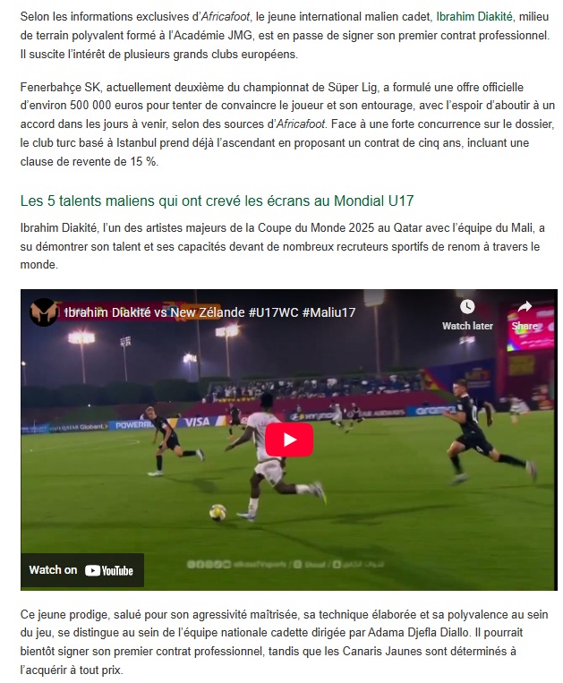 Fenerbahçe’ye Malili genç yıldız adayı! Nene ile aynı akademiden