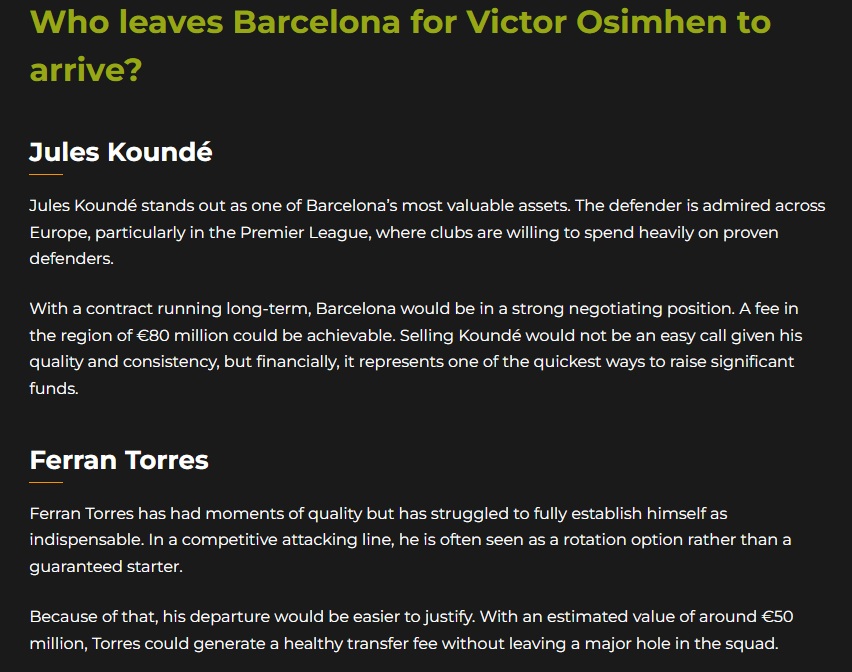 TRANSFER HABERİ: Barcelona’da sil baştan: Victor Osimhen için 5 feda!