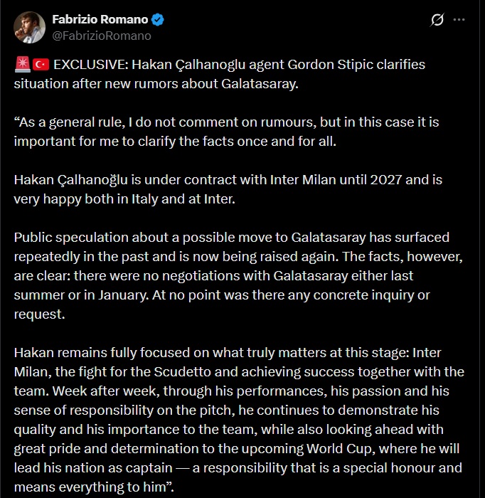 Hakan Çalhanoğlu’nun menajerinden flaş Galatasaray açıklaması!