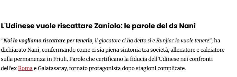 Udinese’den flaş Nicolo Zaniolo açıklaması: O da kalmak istiyor!