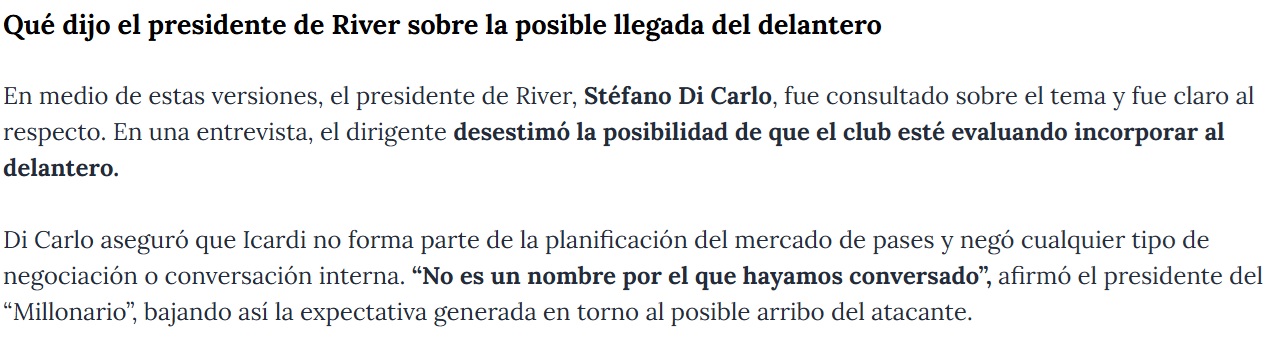 River Plate Başkanı’ndan Mauro Icardi iddialarına tek cümlelik yanıt: Bu isim hakkında...