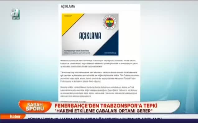 Fenerbahçe'den Trabzonspor'a tepki