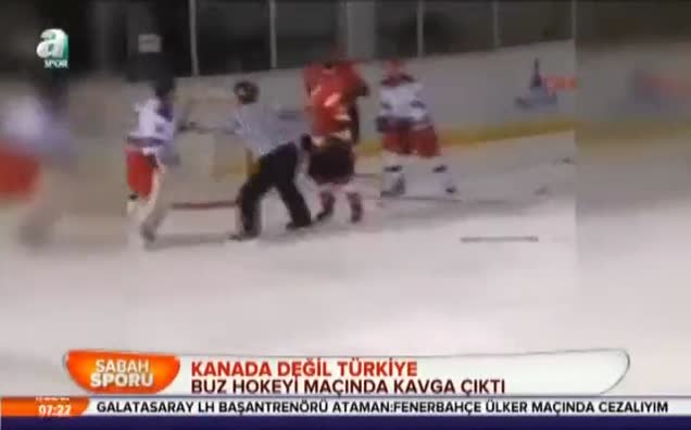 Buz hokeyi maçında kavga