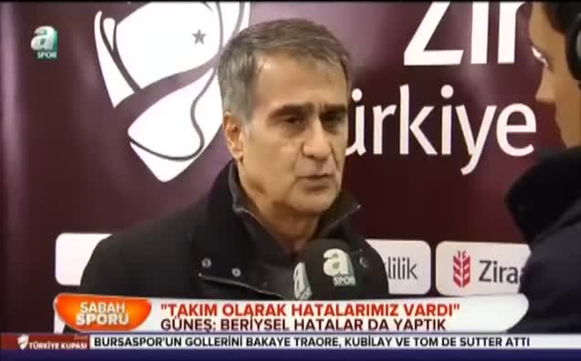 Şenol Güneş:Takım olarak hatalar yaptık